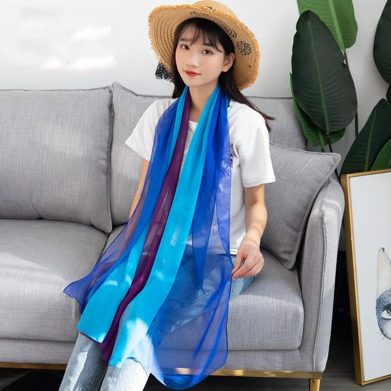 Mode Vier Jahreszeiten Frauen Einfarbig Dünne Weiche Strand Dünne Seidige Georgette Schal Schals Lange Wraps Strand Sonnencreme Hijab – Detail 7