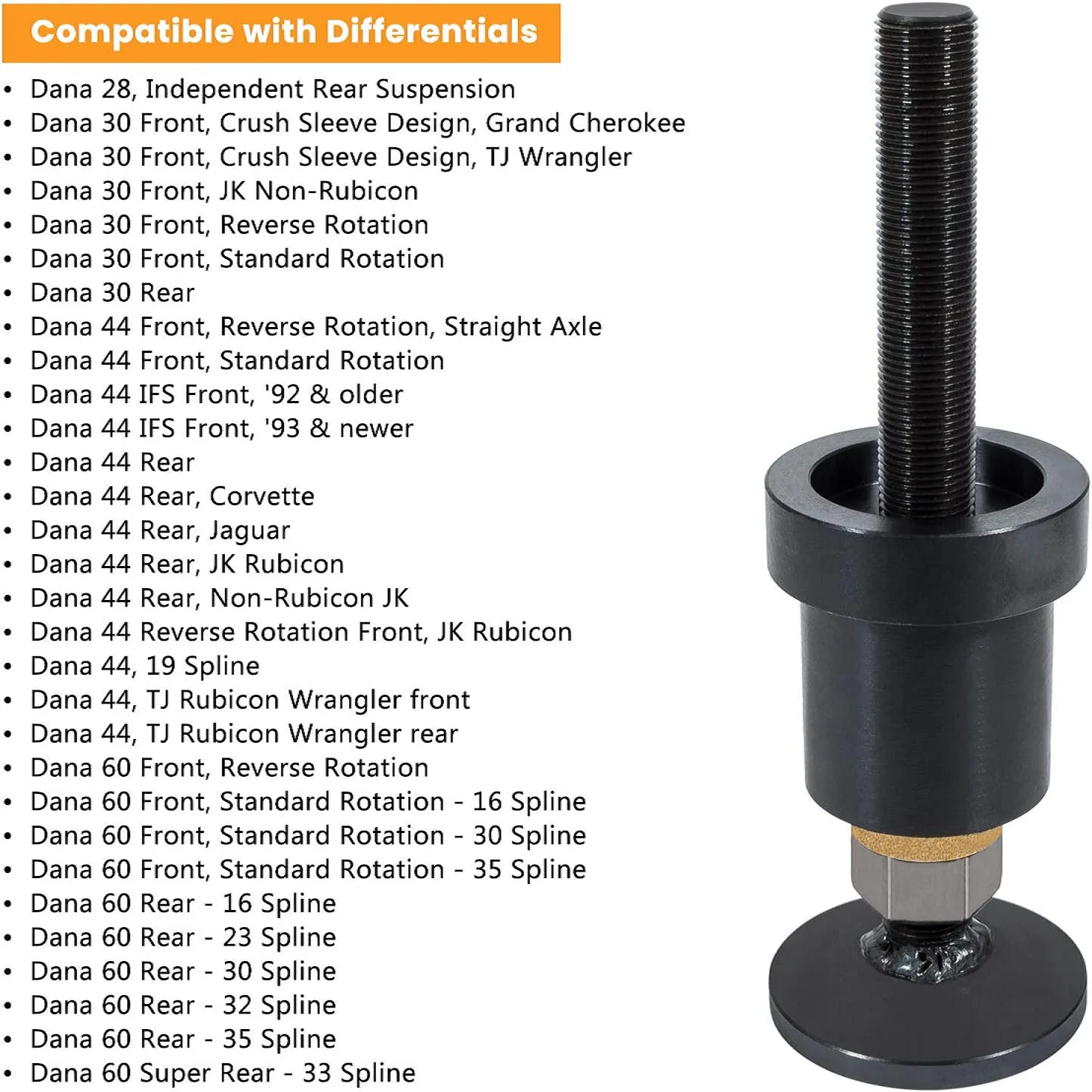 

Axle Seal Installation Tool for Jeep Dana 30 44 60 Differential Maintenance Kit