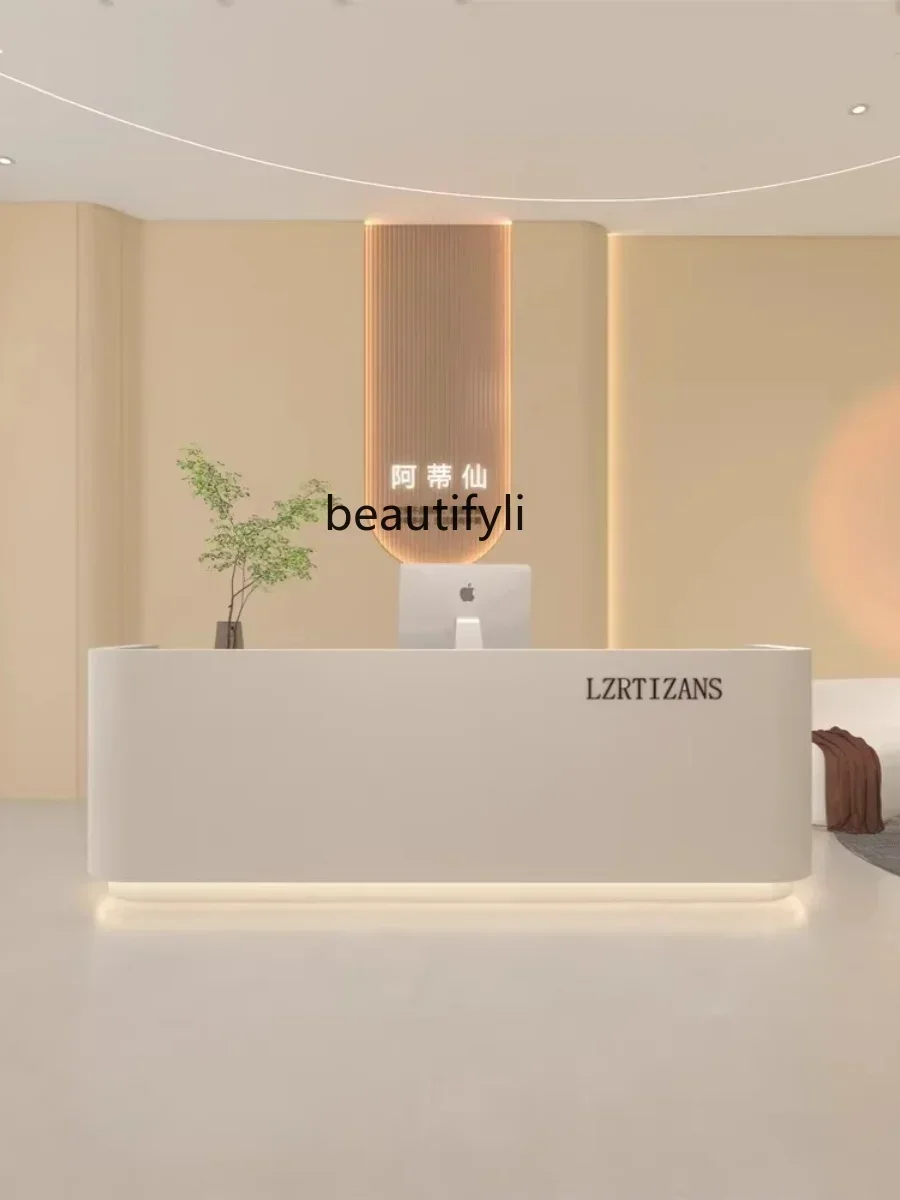 Escritorio para cajero, salón de belleza, estilo crema Simple, escritorio para cajero, belleza médica, clínica Dental, mostrador de Bar, tienda de ropa