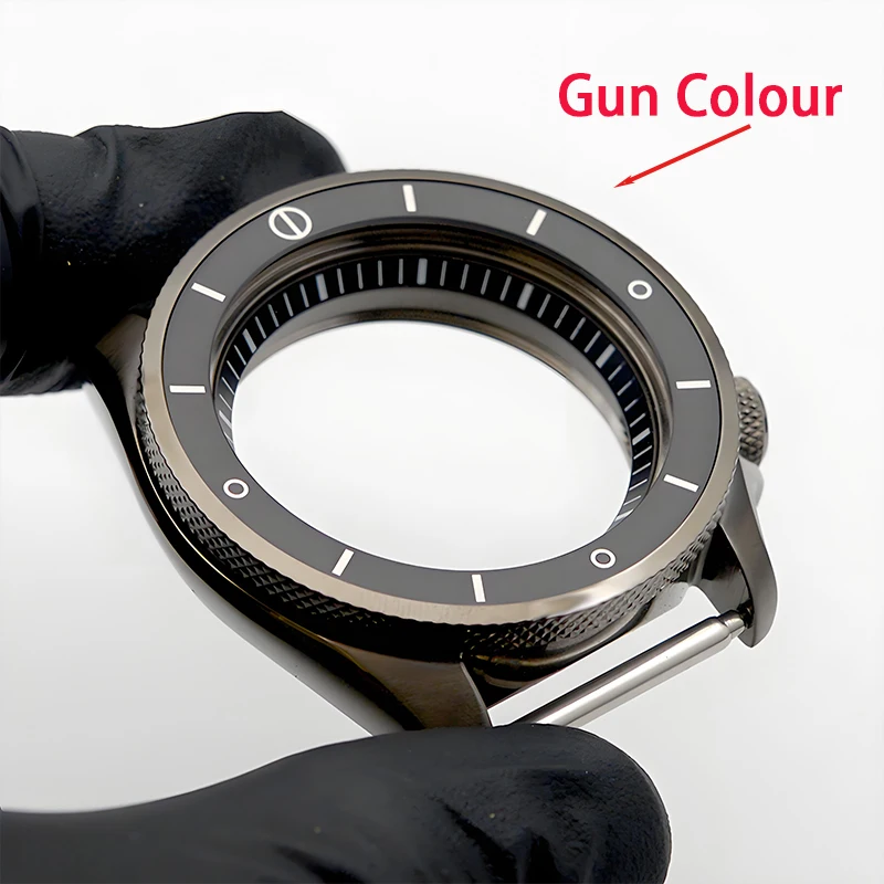 SKX007 SKX009 بندقية اللون ساعة رجالي تناسب NH34 NH35 NH36 الحركة التلقائية الياقوت الزجاج 200 متر مقاوم للماء #5