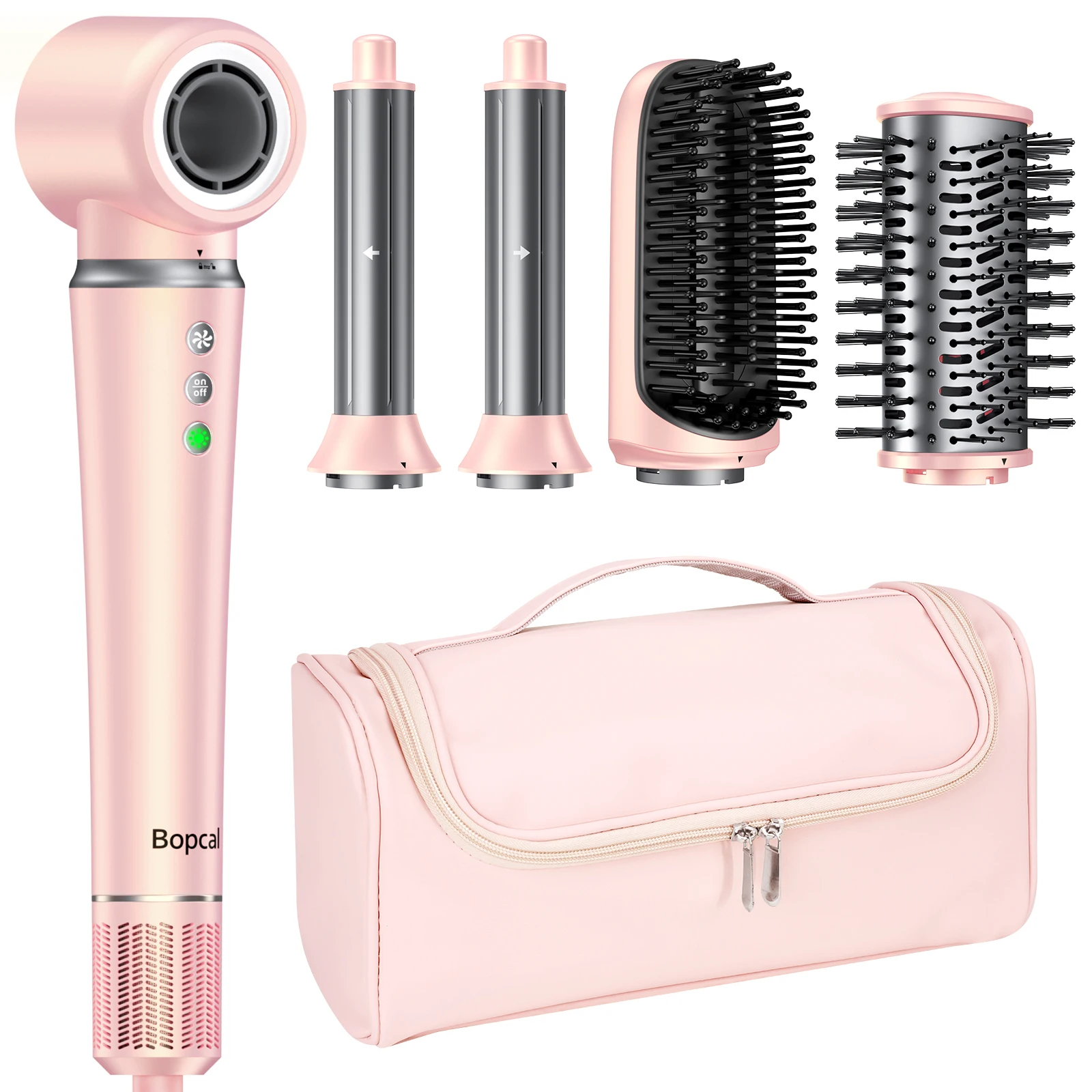 

5 in 1 Hair Dryer Brush – Fast Blow Dry & Curling Styling Tool for Frizz-Free Volume, Smooth Hair & No Heat Damage with Bag