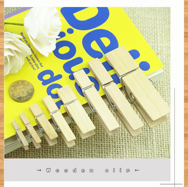 50 Stück Holzklammern in verschiedenen Größen, dekorative Fotoklammern, Wäscheklammer, handgefertigt, Kunsthandwerk, Dekoration, Heringe, Zuhause, Büro, Schule, DIY-Spielzeug – Detail 19