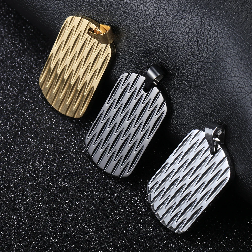 

Dog Tag Pendant Necklace For Men Boys Stainless Steel Shield Shape Charm Necklace Gold Silver Color Hiphop Punk Jewelry