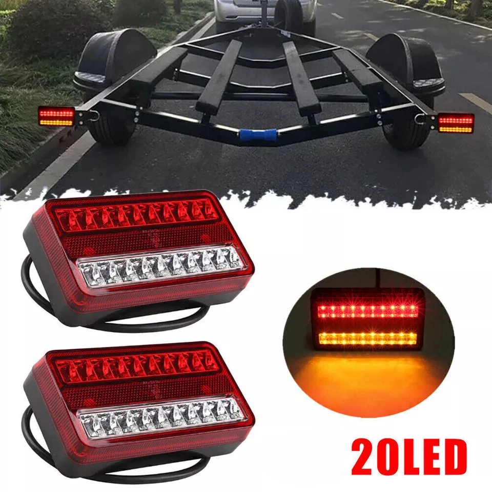 

2pcs 20 LED 12V 24V Rear Taillight Tail Light Brake Reverse Indicator Turn Signal Light Indicator Lamp Car Truck Trailer Camper