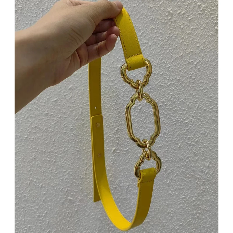 Top Designer Riem Dames Nieuw Echt Rundleder Verstelbare Lengte Gouden Puur Koper Mode Europese Stijl Groothandel