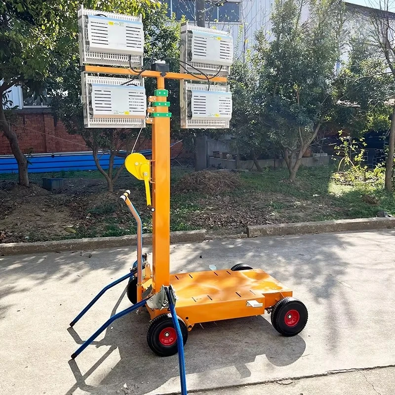 Customized Handcart Type Lighting Tower LED 4000W Portable Lighting Tower 4M 5M 6M Trolley Mobile Lifting Lighthouse