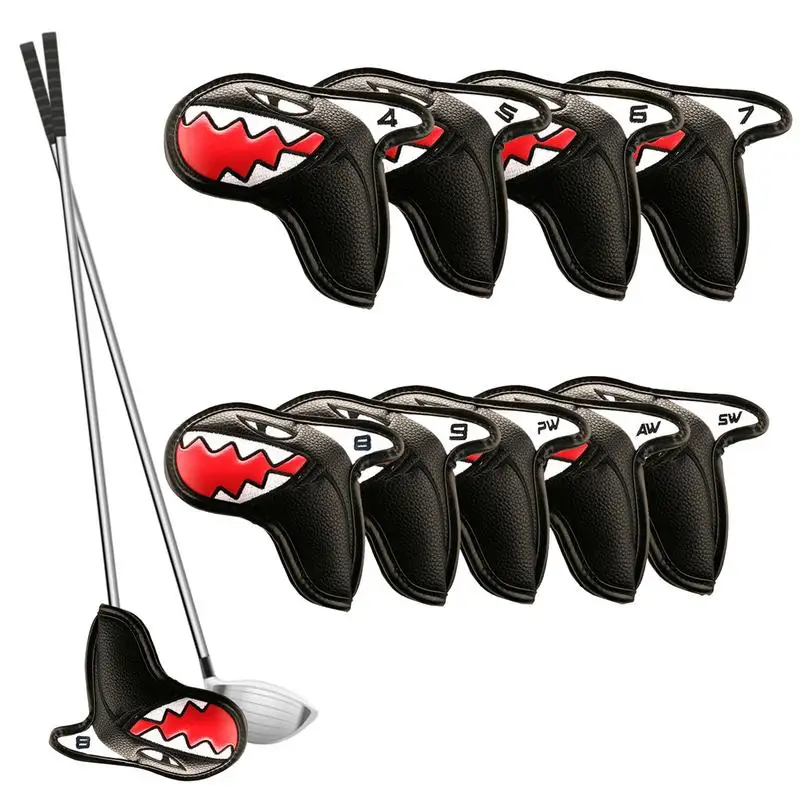 9pcs Golf Club Cover Sharks Golf Club Iron Head Covers impermeabile Golf Putter Protector copricapo accessori da Golf forniture