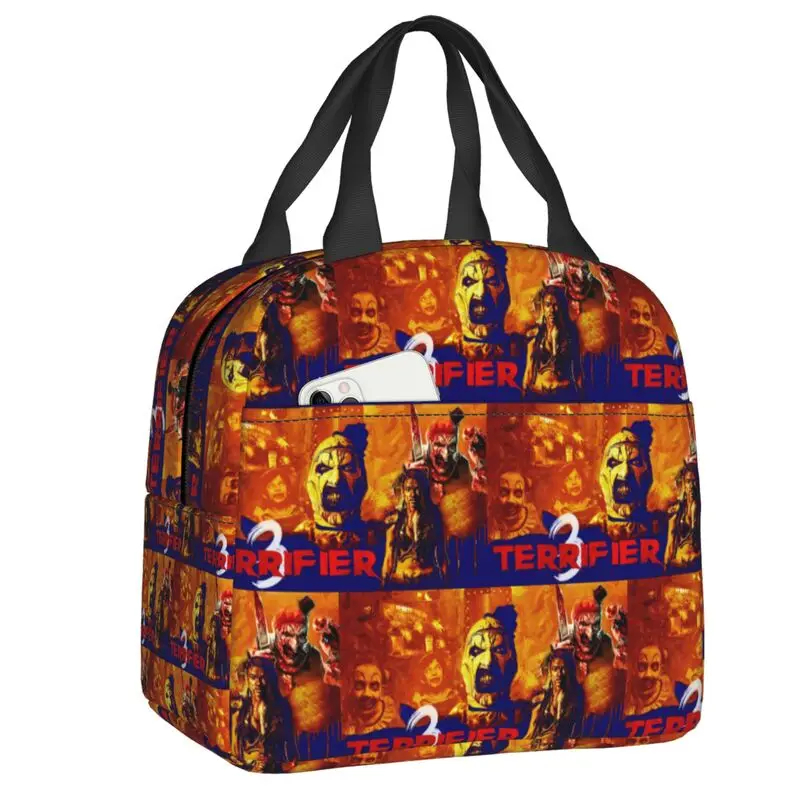 Custom Horror Movie T-Terrifiers Insulated Lunch Bags for Outdoor Picnic Vintage Resuable Cooler Thermal Bento Box Women Kids