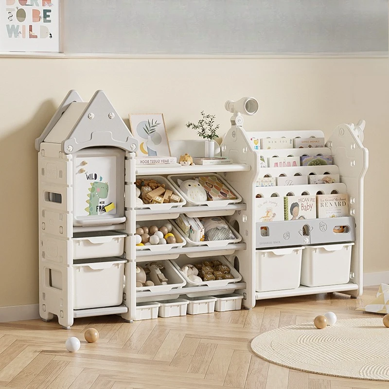 

Children's toy storage rack Storage cabinet Shelf Locker Baby multi-layer picture book rack 2-in-1