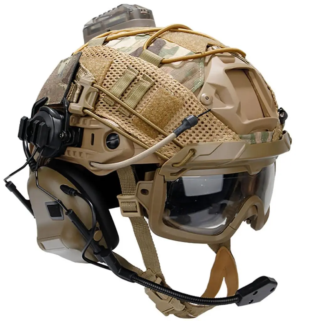 Tactische snelle helmset Verstelbare Airsoft-helm met headsetbril Batterijzakje NVG-model L4G24 voor CS Jacht Paintball