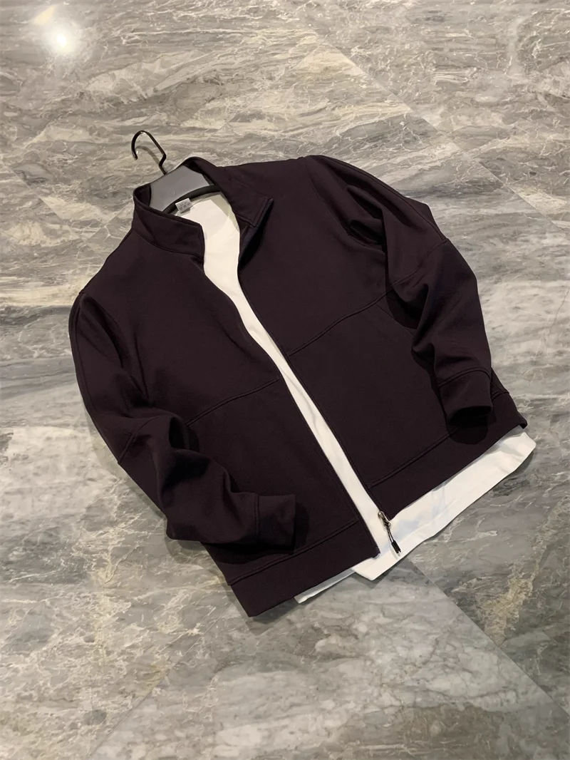 

Outdoor Men's Jaet Stand Fit Long Sve Waed Plaid Polyester Fiber Autumn Simple Versatile Stand Collar Coat