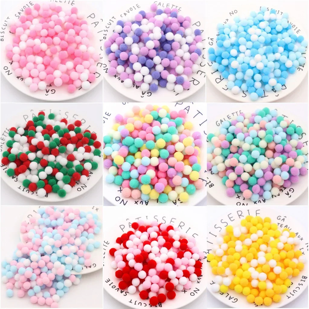 Mini Pom Poms Ball 10-30mm Colored Pompoms Fuzzy Pompones Balls for DIY Arts Crafts Projects Supply Party Home Decor 300pcs(20g)