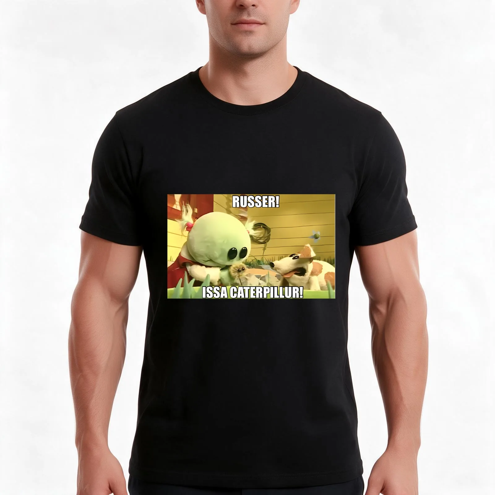 Russer Issa Caterpillur (Meme) T-Shirt, Summer Casual Cotton Tee, Oversized Streetwear Tops, Vintage Graphic Print, 100% Cotton