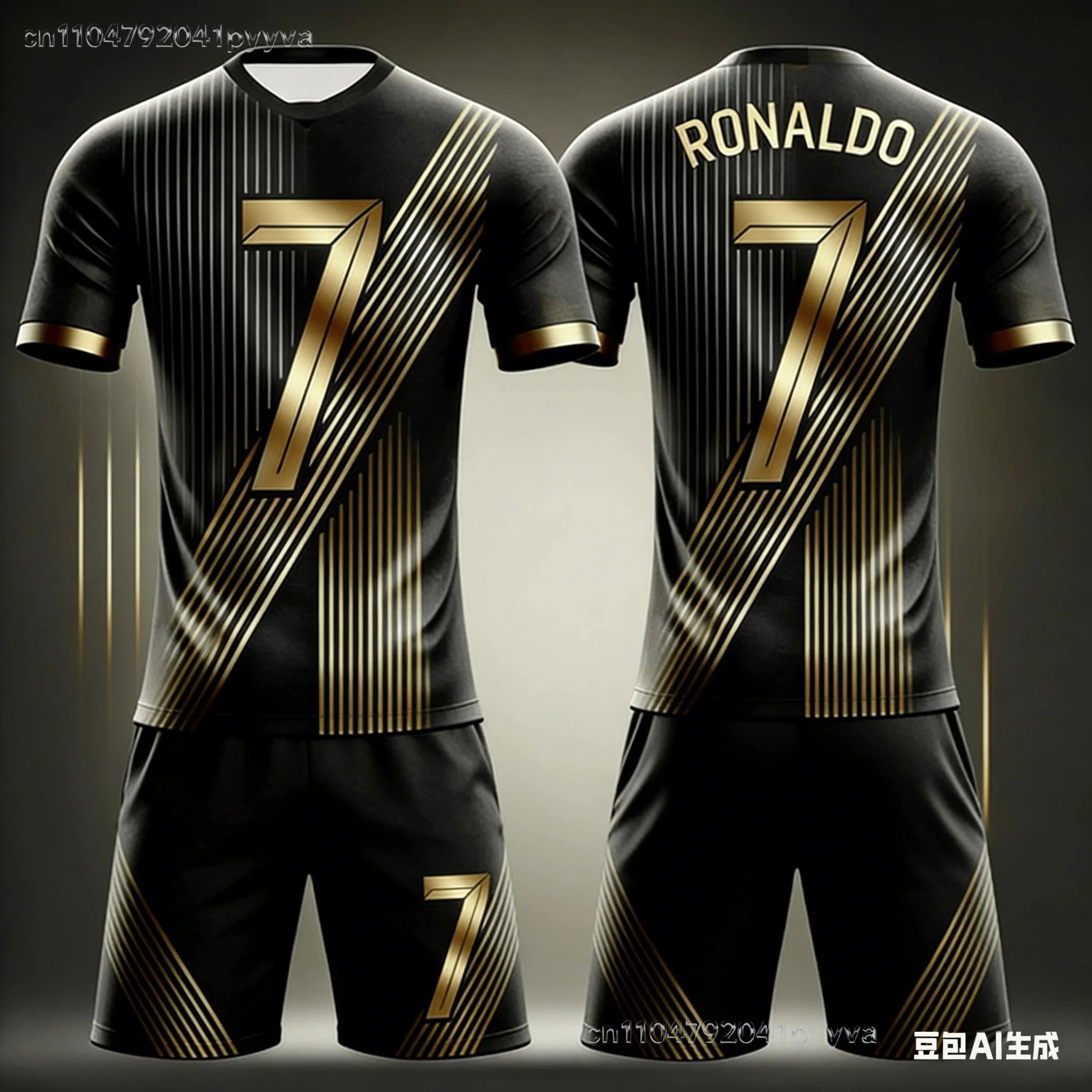 26 New Cool Gradient Football Jersey # Ronaldo # 7 Adult/children's Parent-child Jersey Short Sleeved Shorts Sports Set Kids