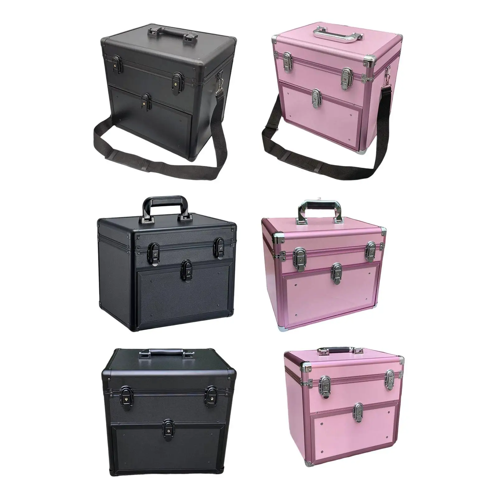 Portable Makeup Train Case with Locking Latch Lockable Nail varnish Organizer for Barber