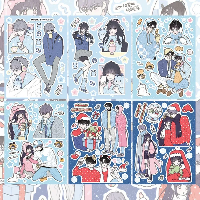 Cute Cool Korean Ins Style Character Stickers Couple Girls Figures Decals DIY Scrapbook Gu Card Journal Decorative Supplies