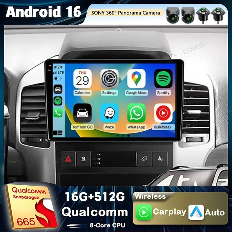 Radio para Auto Android 16 para Chevrolet Captiva 2008 2009 2010 2011 2012 Reproductor Multimedia GPS Navegación Estéreo CarPlay Auto BT wifi
