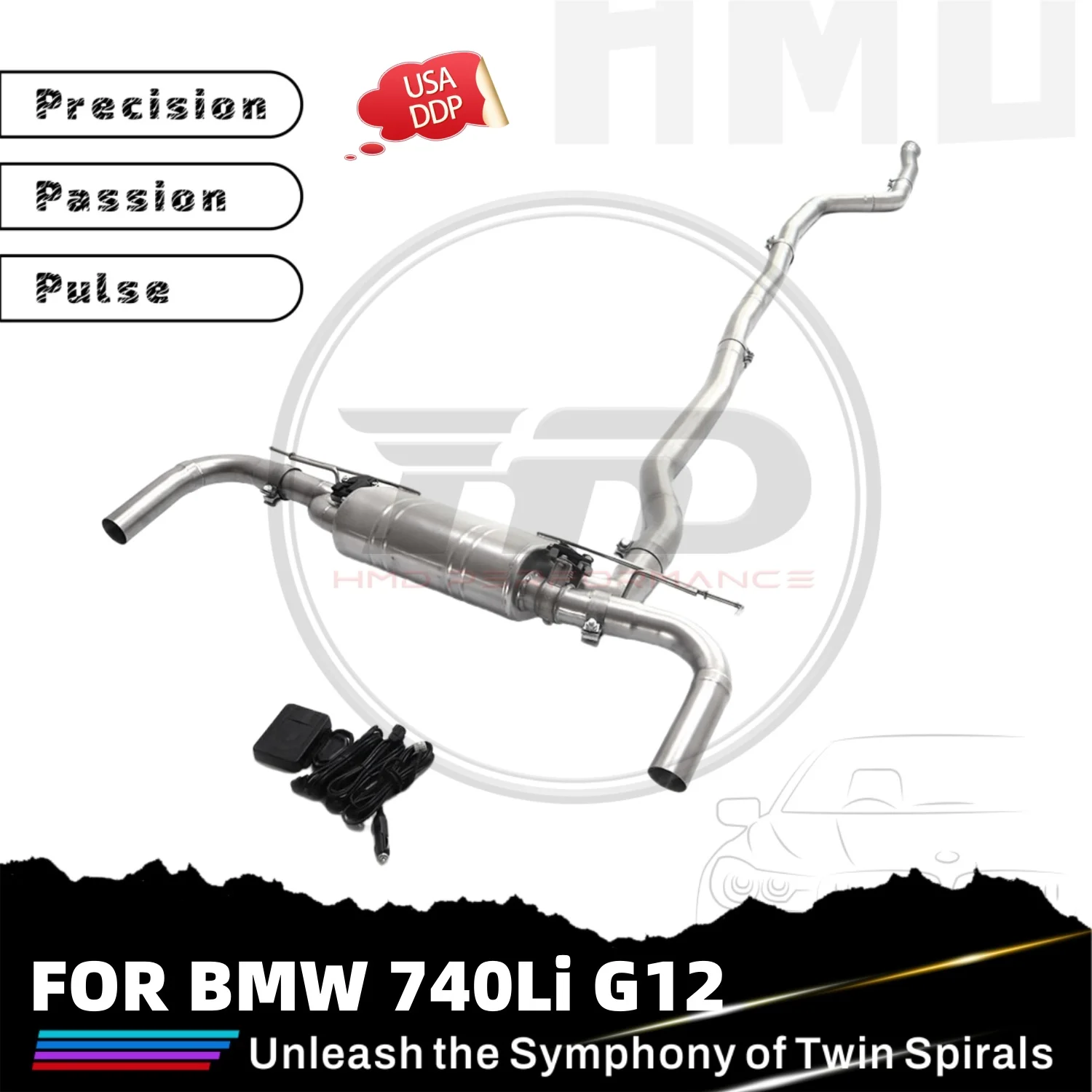 

HMD Customization SS304 Catback для BMW 740Li G12, электронные клапаны, дизайн выхлопной одной трубы, матовая отделка, автомобильные детали