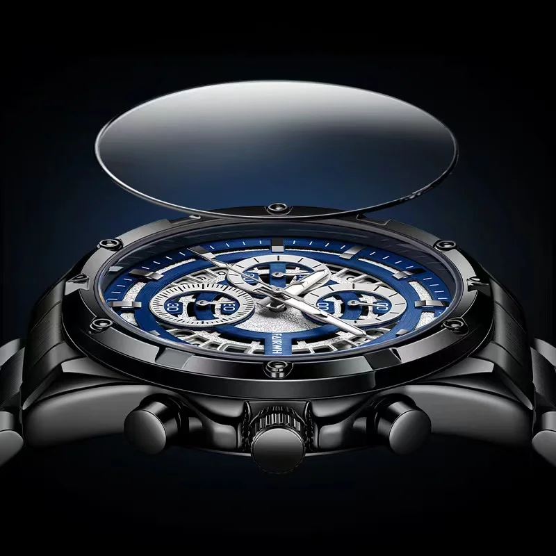 Luxury Business Watch for Men Waterproof Stainless Steel Quartz Wristwatch with Auto Date Function Fashionable Gift