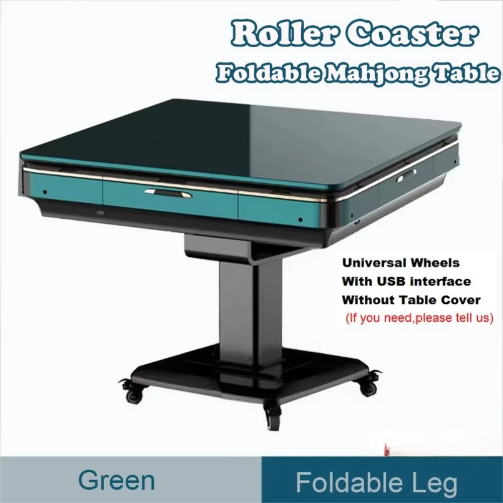 Custom Roller Coaster Foldable 2 in 1 Dinning Mah Jong Tables Folding Automatic Mahjong Table with 144 Pcs Tiles and Table Cover