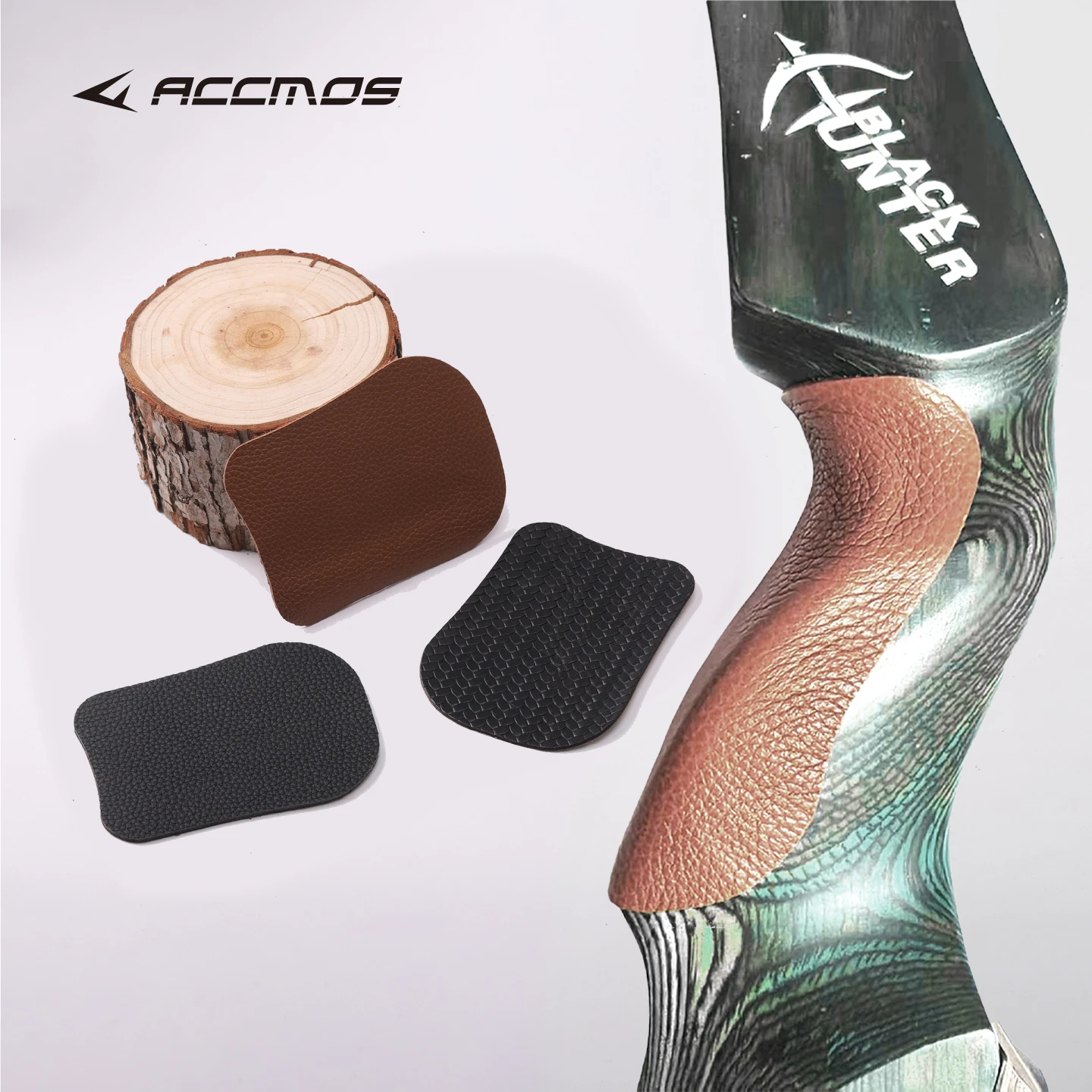 ACCMOS 3pcs Leather Bow Grip Pad Archery Riser Non-Slip Self-Adhesive Mat for Recurve Compound Bow Handle Protector