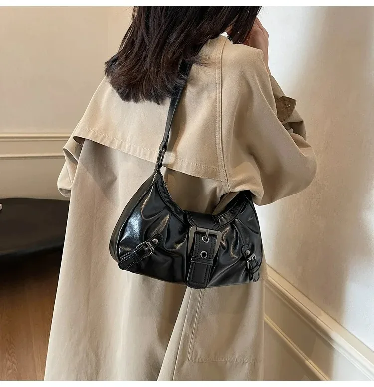 Retro Y2K Plissierte Hobo-Schultertasche für Damen, Trendige Maillard-Style Unterarmtasche, Clutch-Handtaschen für Reisen, Arbeit und Shopping – Detail 27