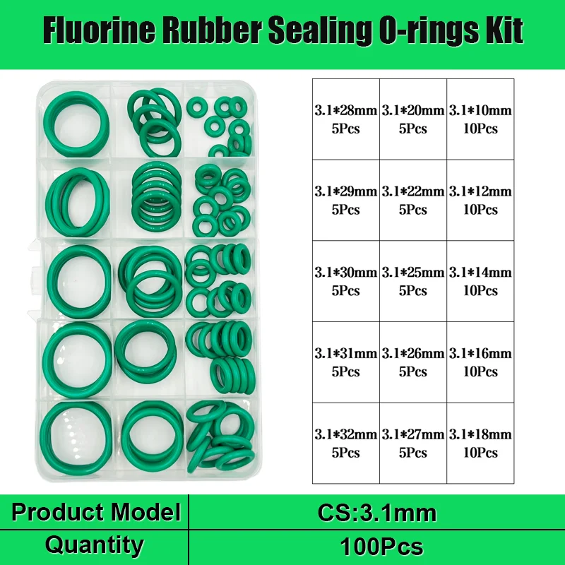 Fluor kautschuk grün o Ring fkm Dichtung scheibe cs 1/1/5/2/0/2/3,1 öl beständige Hoch temperatur korrosion Fluor kautschuk ring – Detail 4