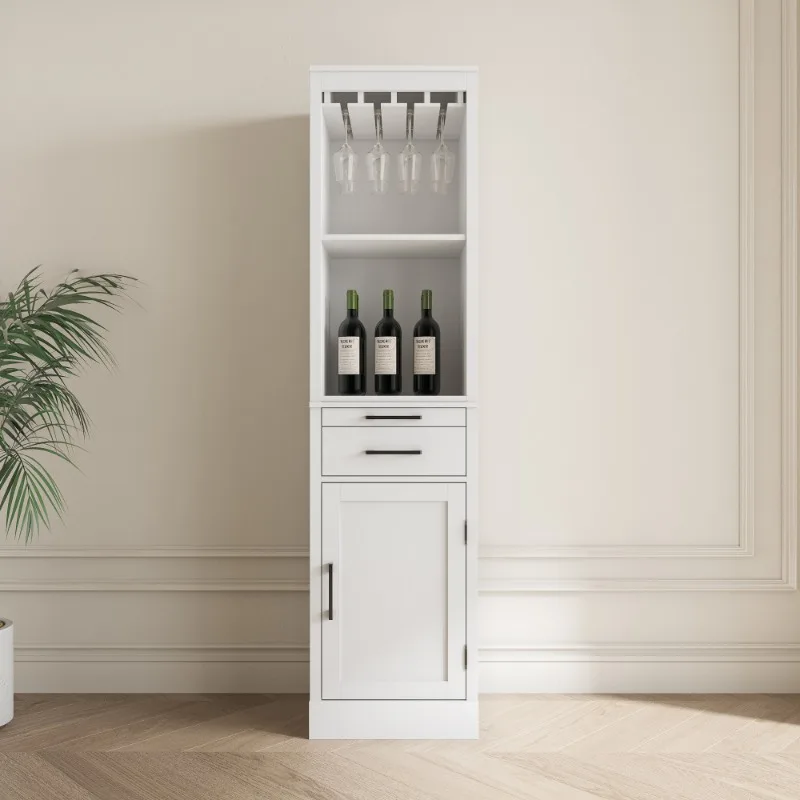 White Modular Wine Bar Cabinet Buffet Cabinet with Hutch Dining Room Storage Cabinet Home Bar Furniture Wine Sideboard Modular