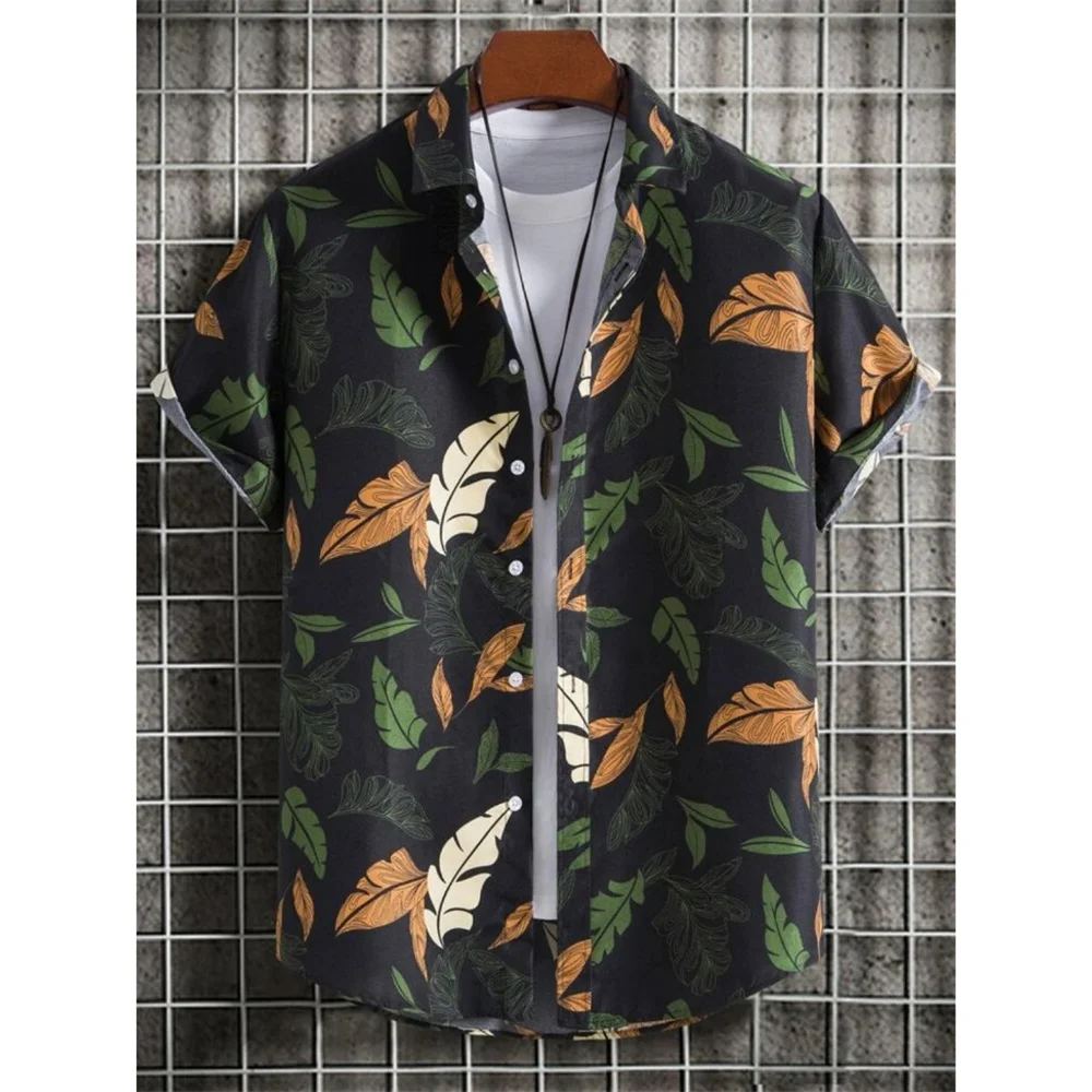 Men\'s Hawaiian Shirt Floral Printed Casual Fashion Shirt Button Streetwear Beach Harajuku Vintage Social Top Oversized Clothes