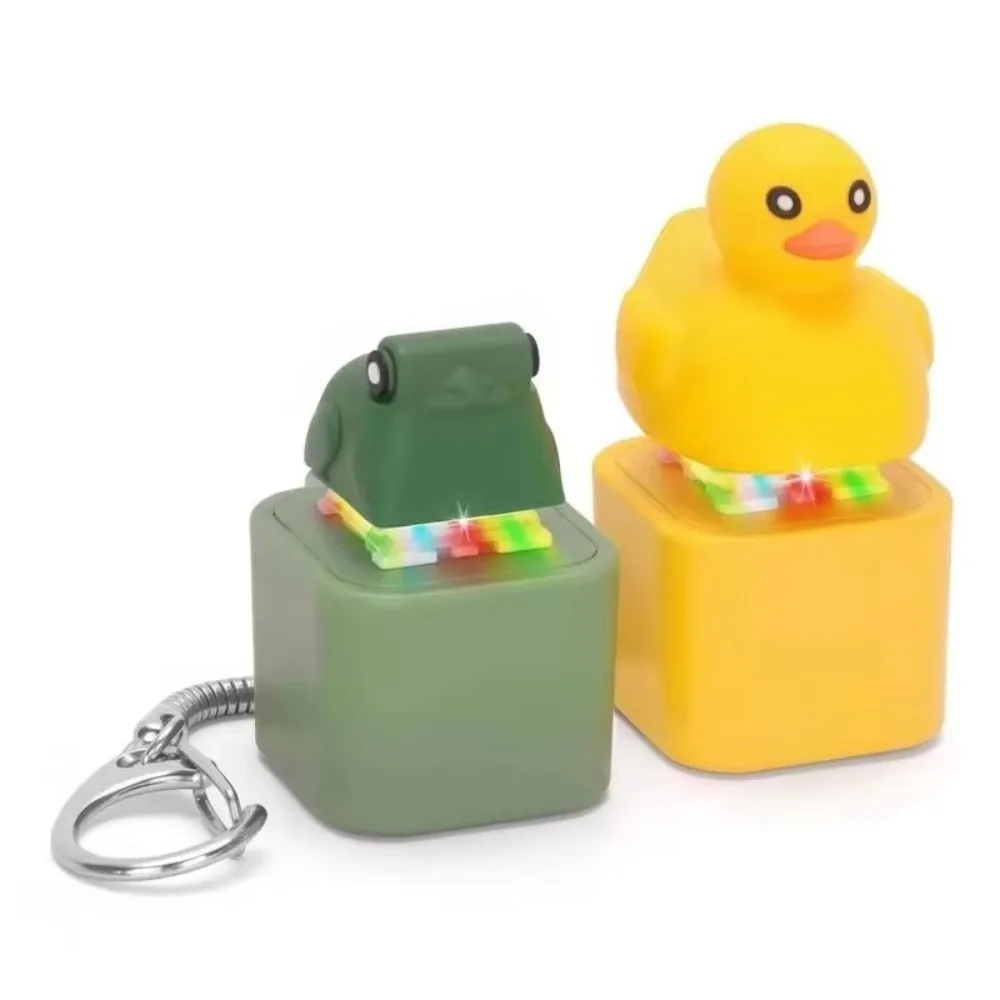 Rechargeable Clicker Fidget Keychain Croaking Frog Squeeze Clicking Pressure Relief Cartoon Animal Button Press Click Keyring view 4