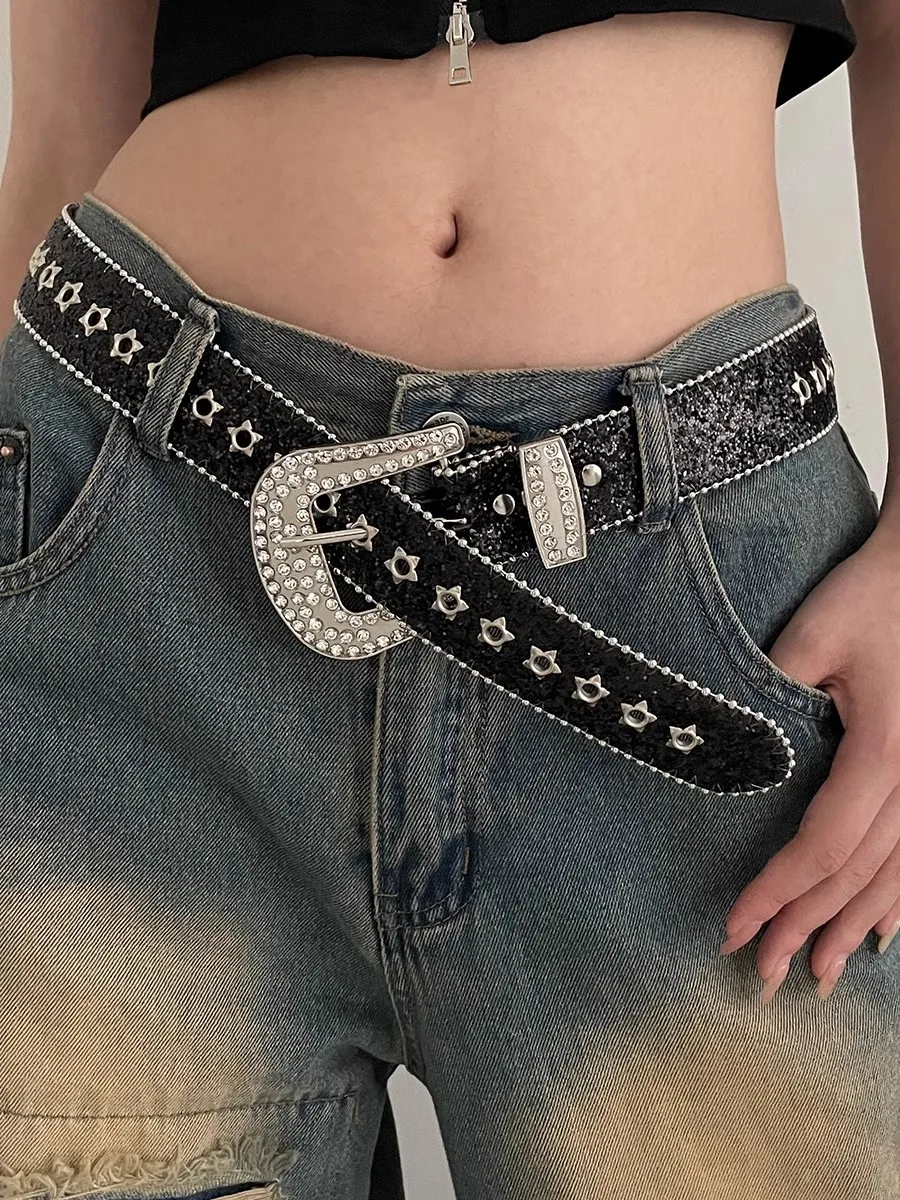 

New Arrival 2024 Design Rhinestone-embedded Belts for Women Y2K Style with Uniquedesigner belts women high quality luxury brand