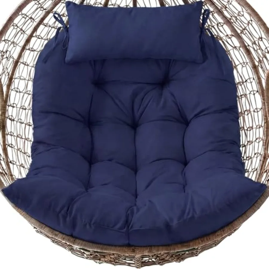 

Water-Resistant Egg Chair Cushion Replacement with Headrest Pillow - 6 Inch Thick Overstuffed Hanging Chair Pad for Indoor Outd