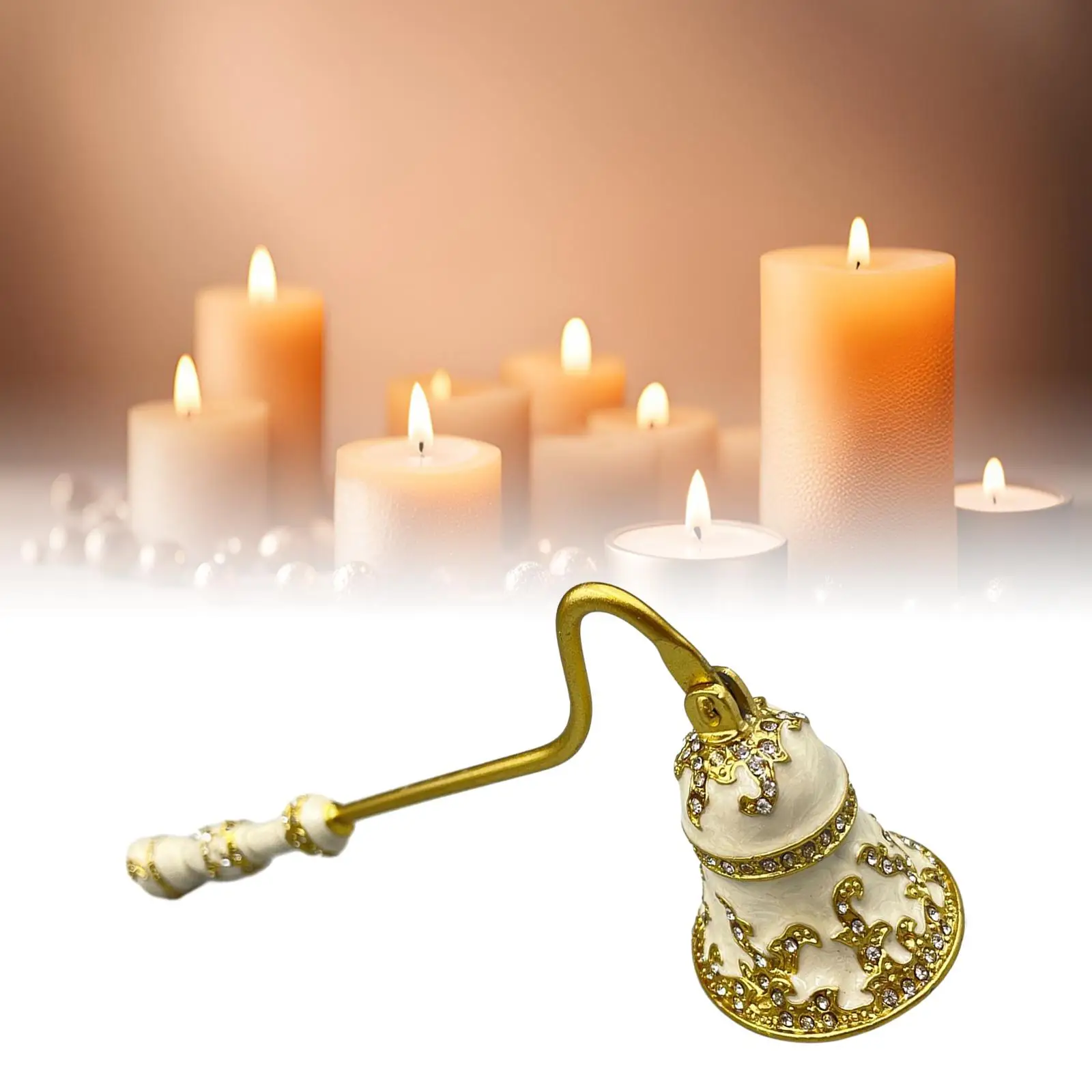 Candle Bell Snuffer Zinc Alloy Gold Extinguisher Long Handle Flame Out Tool Candle Accessory Home Decor for Dinner Table