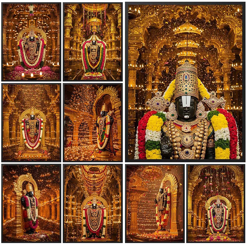 

An Incarnation of the Hindu God Vishnu Lord Venkateswara Poster Wall Pictures For Church Decor Wall Art Canvas Painting Unframed