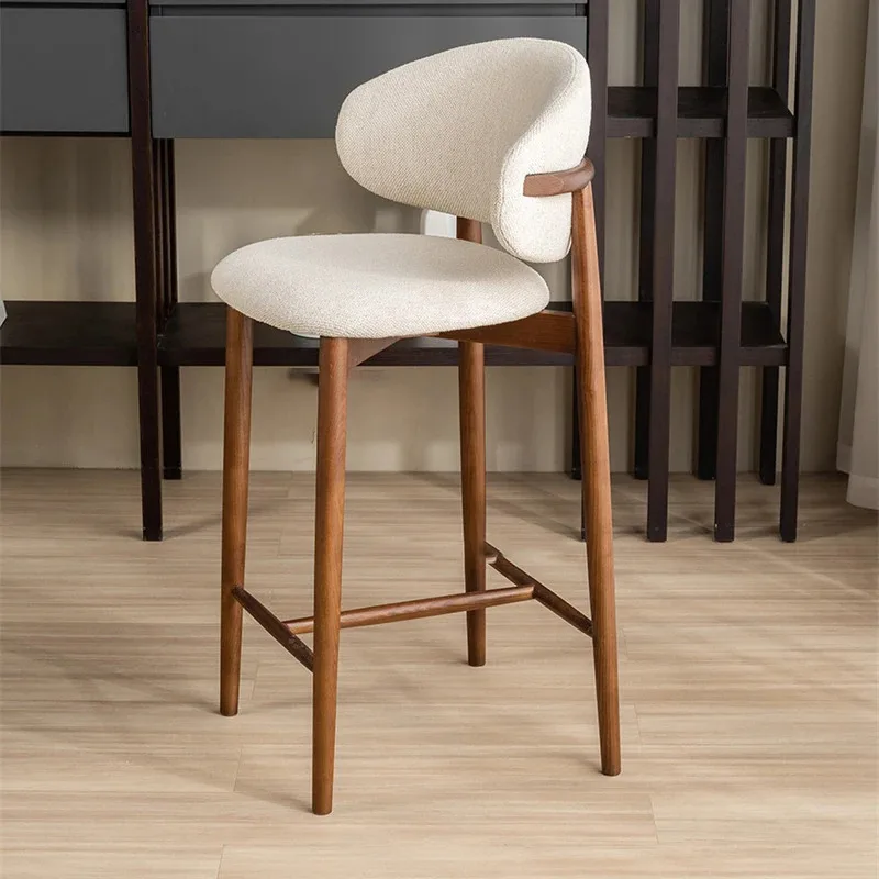 Nordic Solid Wood Bar Chairs Bar High Chair Backrest Creative Design Luxury Designer Cadeiras De Bar Home Furniture GPF55YH