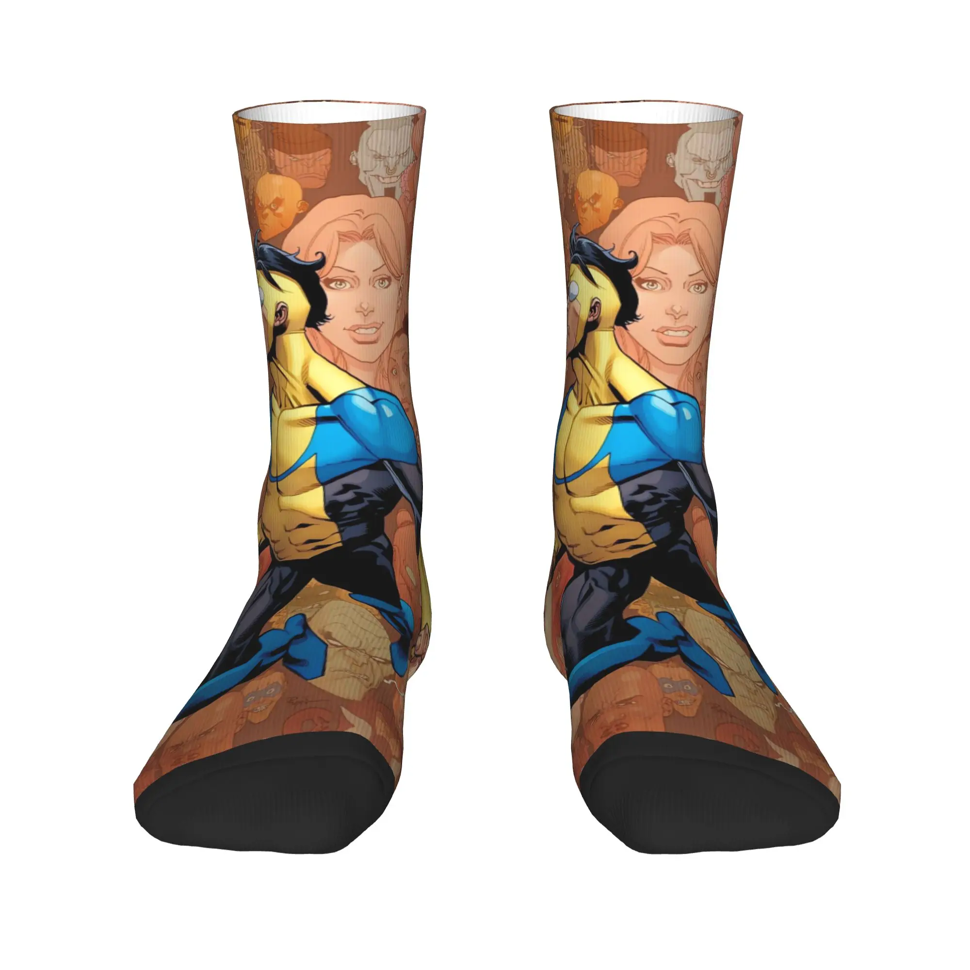 Invincible Hero Character Collage Socks  Harajuku Stockings Spring Non Skid Men Socks Comfortable Graphic Running Socks