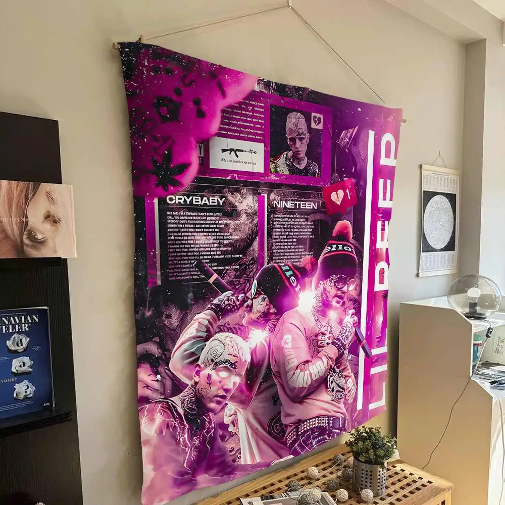 الهيب هوب مغني الراب ليل اللمحة مطبوعة كبيرة قماش مزخرف جداري الفن الخيال العلمي غرفة ديكور المنزل ديكور بطانية #1