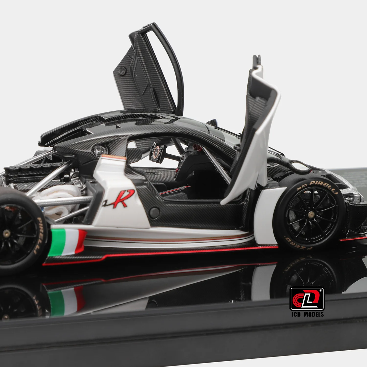LCD 1:43 Pagani Huayra R “Hua Ya” - Obra-prima de liga totalmente aberta com interior e motor detalhados, modelo de vitrine de colecionador