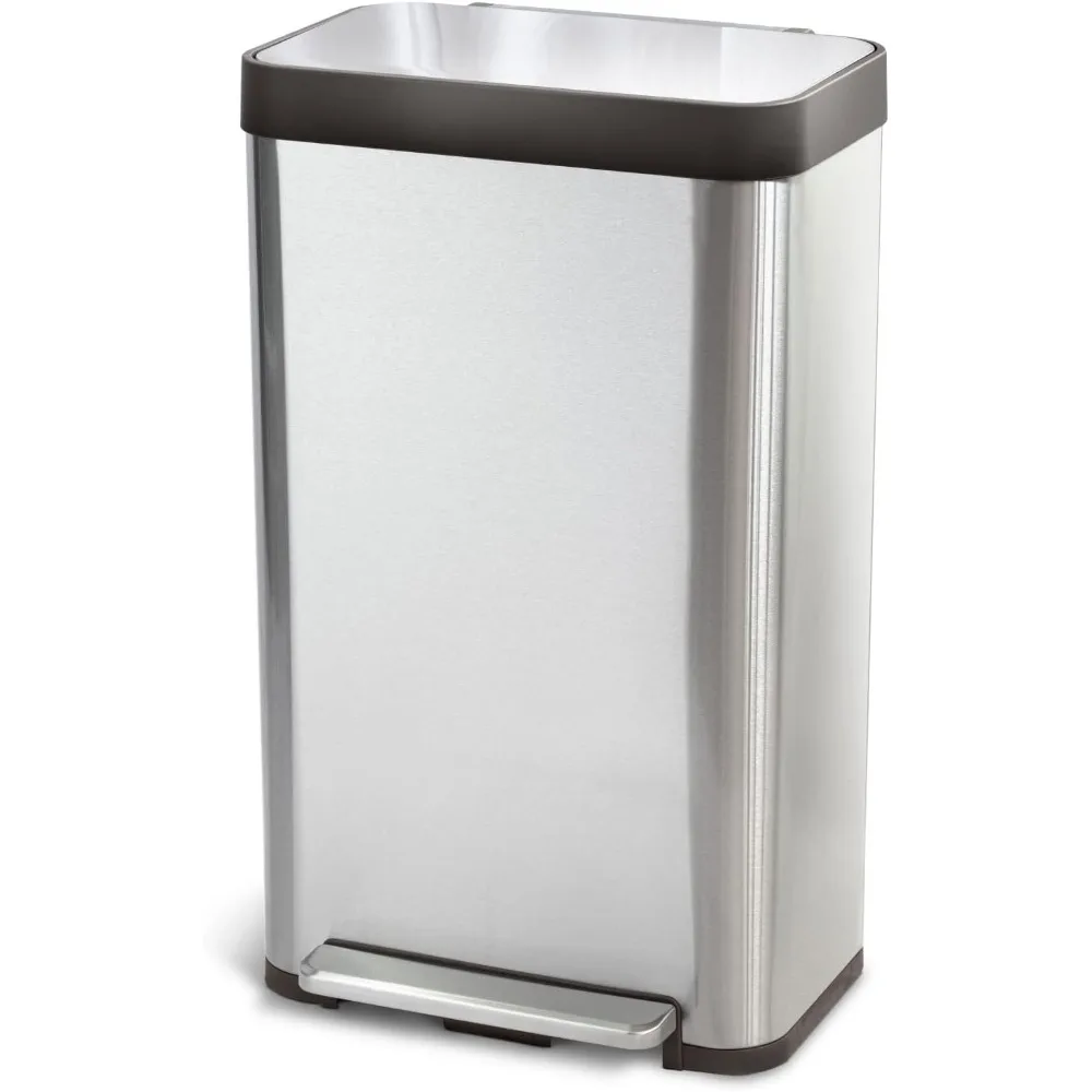 Home Zone Living 18.5 Gallon Large Capacity Kitchen Trash Can, Tall Stainless Steel Liner-Free Body, 70 Liter Capacity, Silver