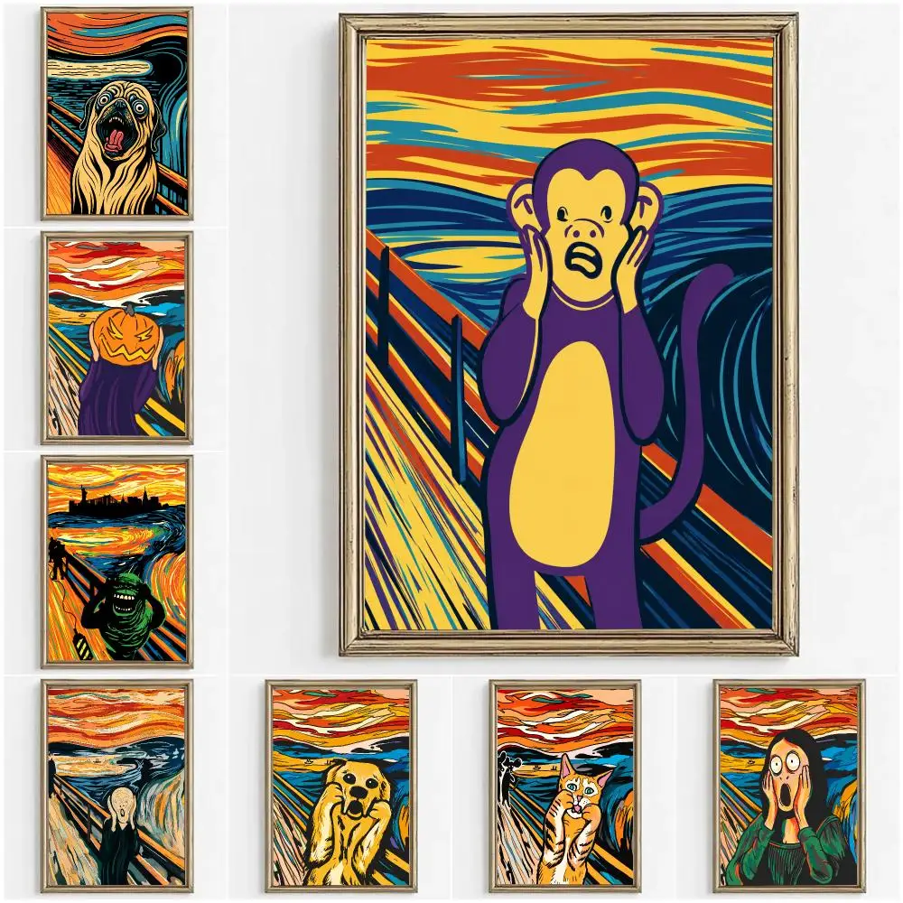 Edvard Munch The Scream Abstract Painting Calligraphy Canvas Painting Art For Bedroom Home Decor Wall Decoration Decals Gift