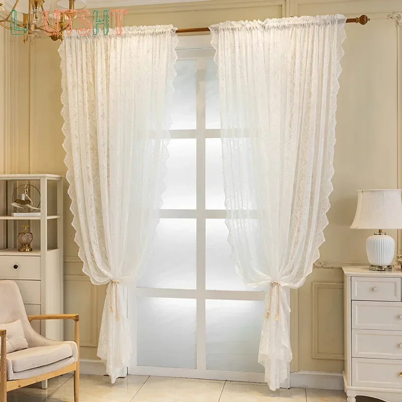 Modern European Tulle Curtains for The Living Dining Room Bedroom Pearl Screens Windows Backdrop Grey Curtains Luxury Decorate