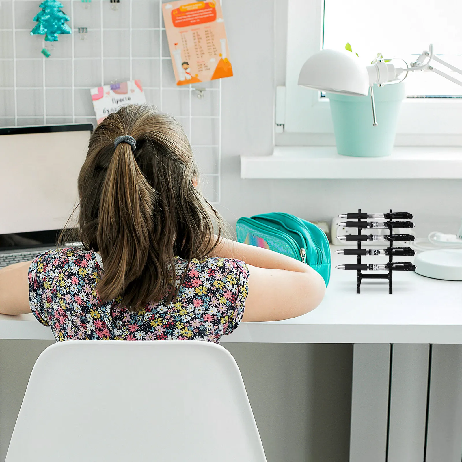 

2Pcs Pen Holder Cup Premium Thick Acrylic Square Shape Desk Organizer for Stationery Pencils Rulers Makeup Brushes Grid Layout