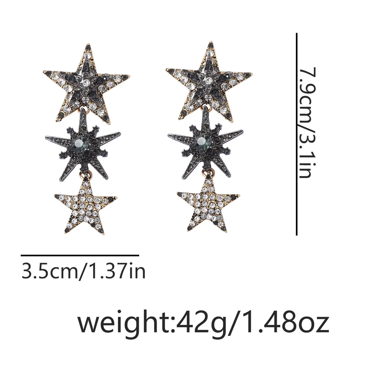 Sparkly Rhinestone Star Drop Earrings for Women