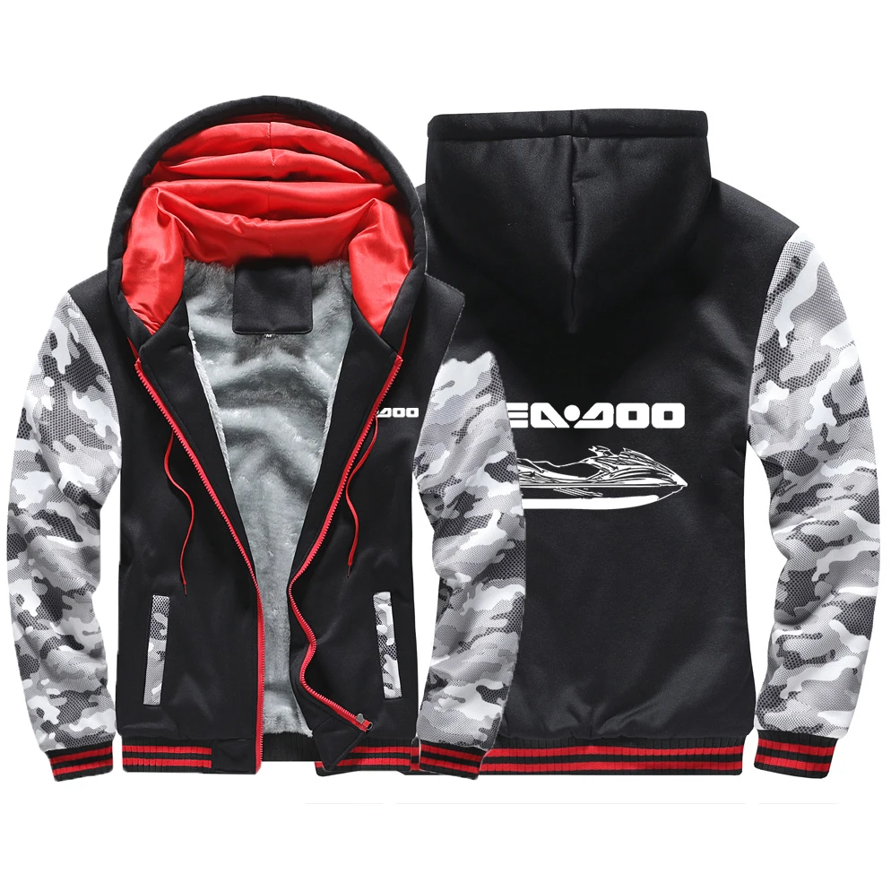 

Sea Doo Seadoo Moto Men's New Printing Fashion Winter Thicken Warm Tracksuit Comfortable High Quality Hoodies Zipper Jacket Coat