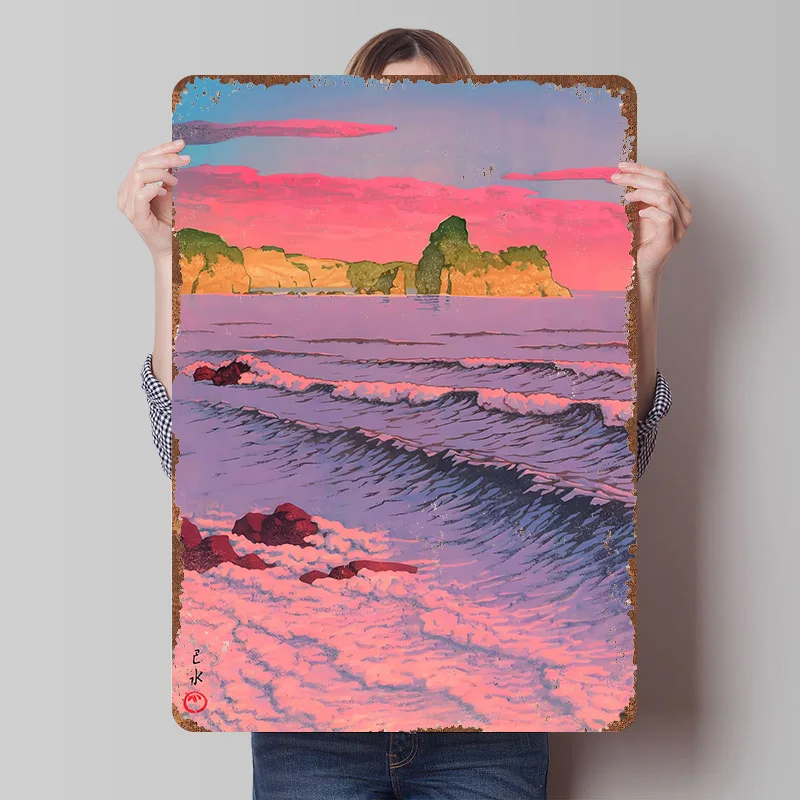 Morning Sea At Shiribeshi Poster Customized Wall Art Vintage Metal Signs Retro Tin Plaque for Man Cave Living Room Decoration