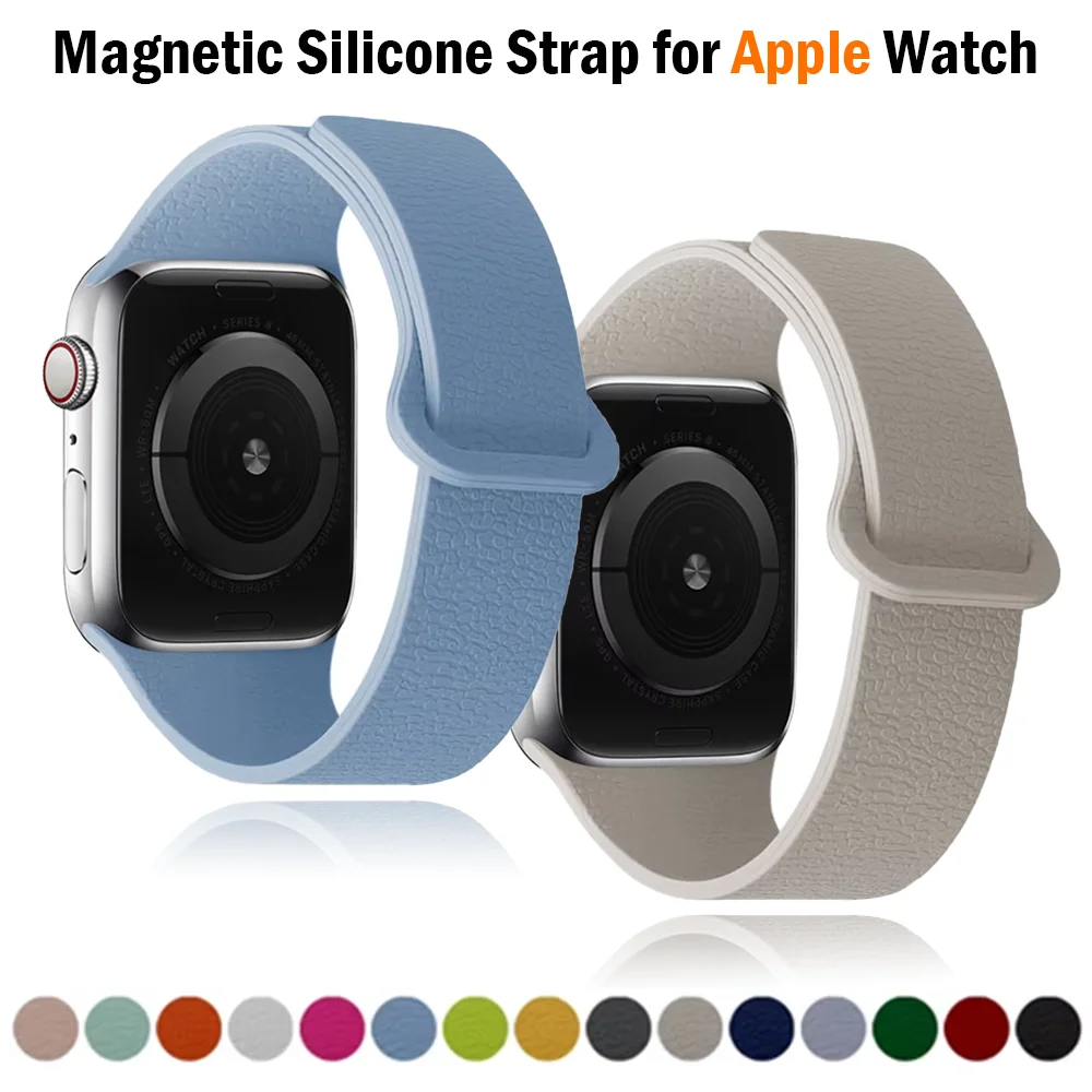 

Magnetic Silicone Strap for Apple Watch Band Ultra 3 2 49mm 45mm 41mm Bracelet Iwatch Series 10 9 8 7 6 SE 5 4 3 46 42 44mm 40mm