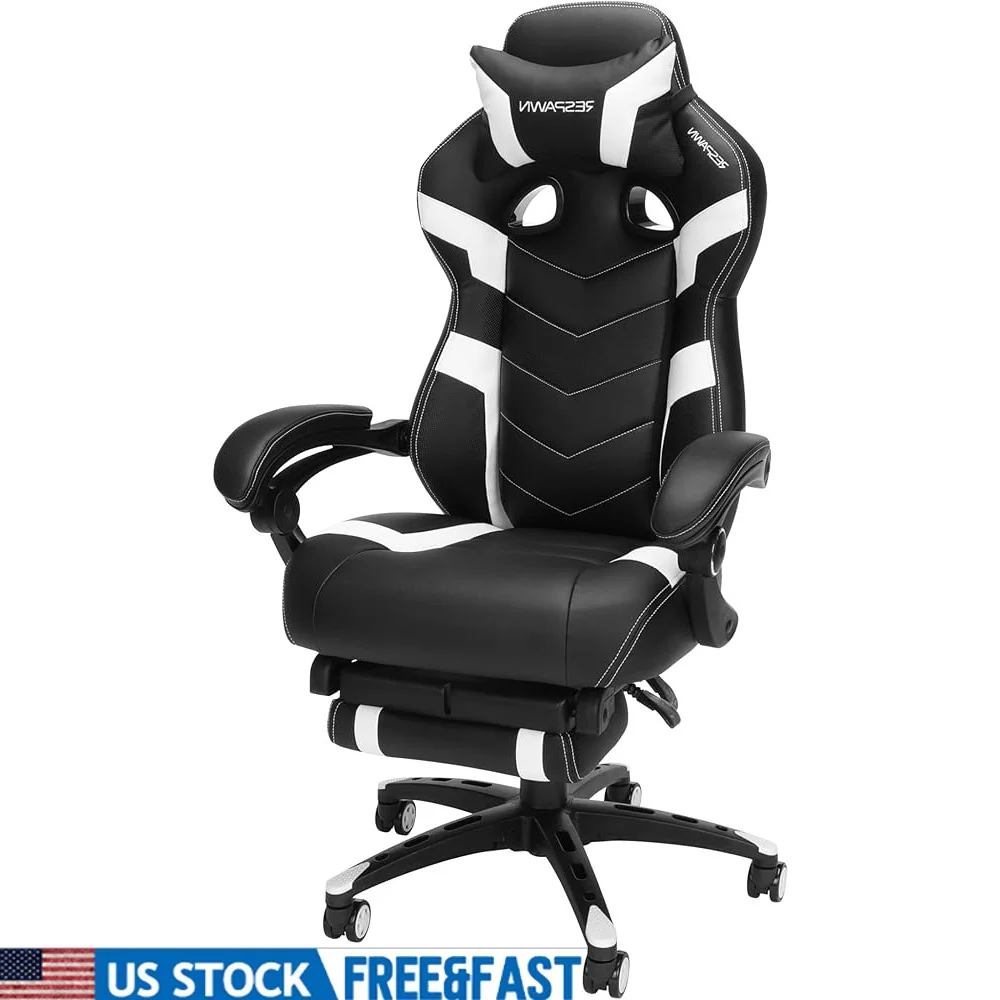 

Ergonomic Gaming Chair with Footrest Reclining High Back PC Computer Desk Chair Adjustable 360 Swivel Durable Foam Support