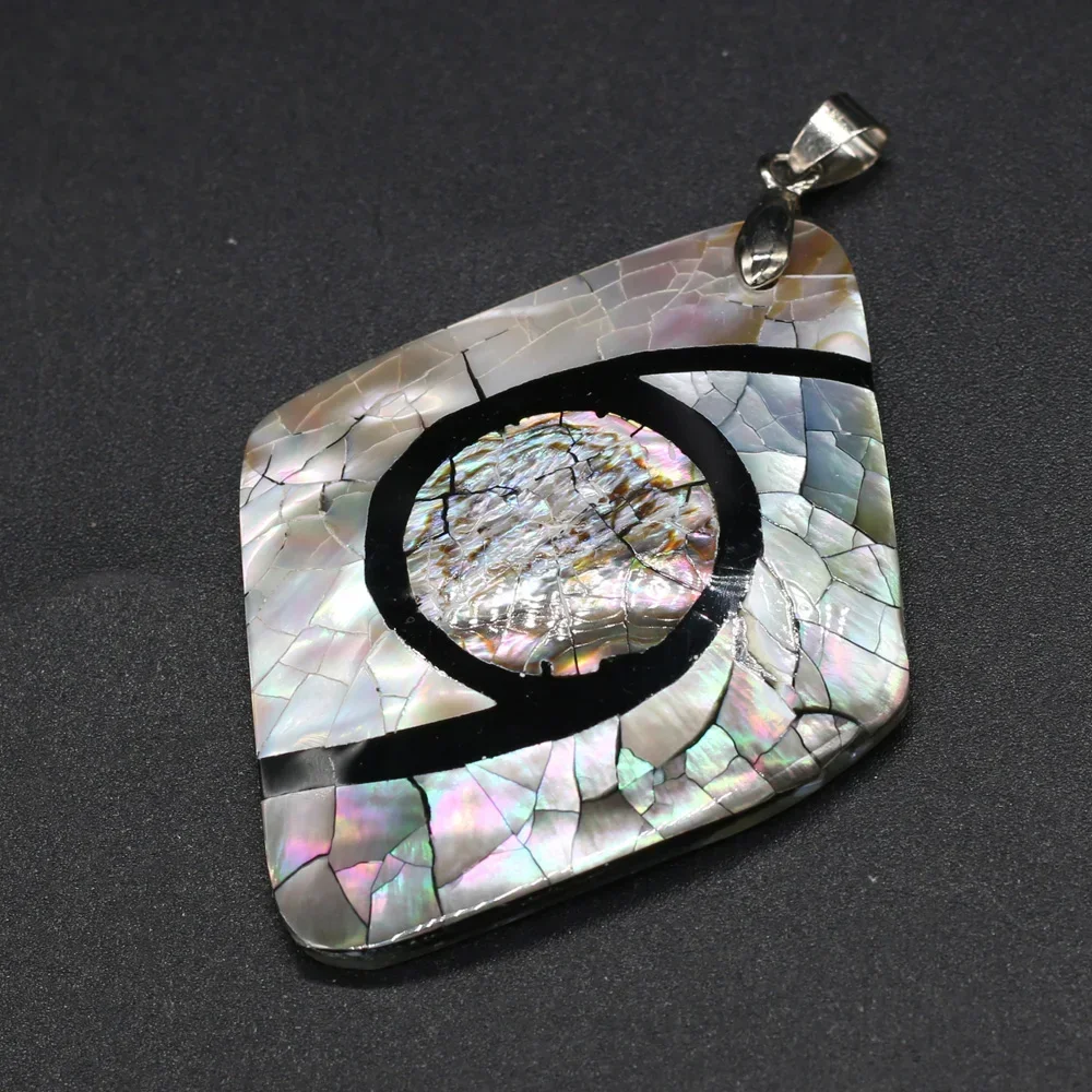 Natural Shell Pendant Crack Splicing Abalone Shell Pendant Natural Mother of Pearl Shell Charms for Jewelry DIY Making 47x60mm