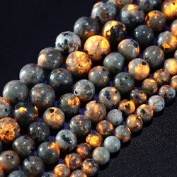 Natural Flame Stone Bead Bright Yooperlite Loose Spacer UV Glowing Fire Stone For Jewelry Making Diy Bracelet 4 6 8 10mm