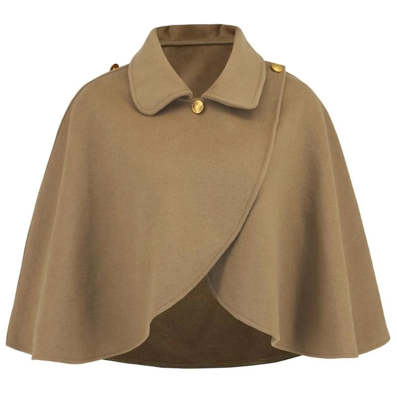 Women Crosses Front Faux Wool Capelet Ponchos Fall Winter Shawls Wrap Coverup